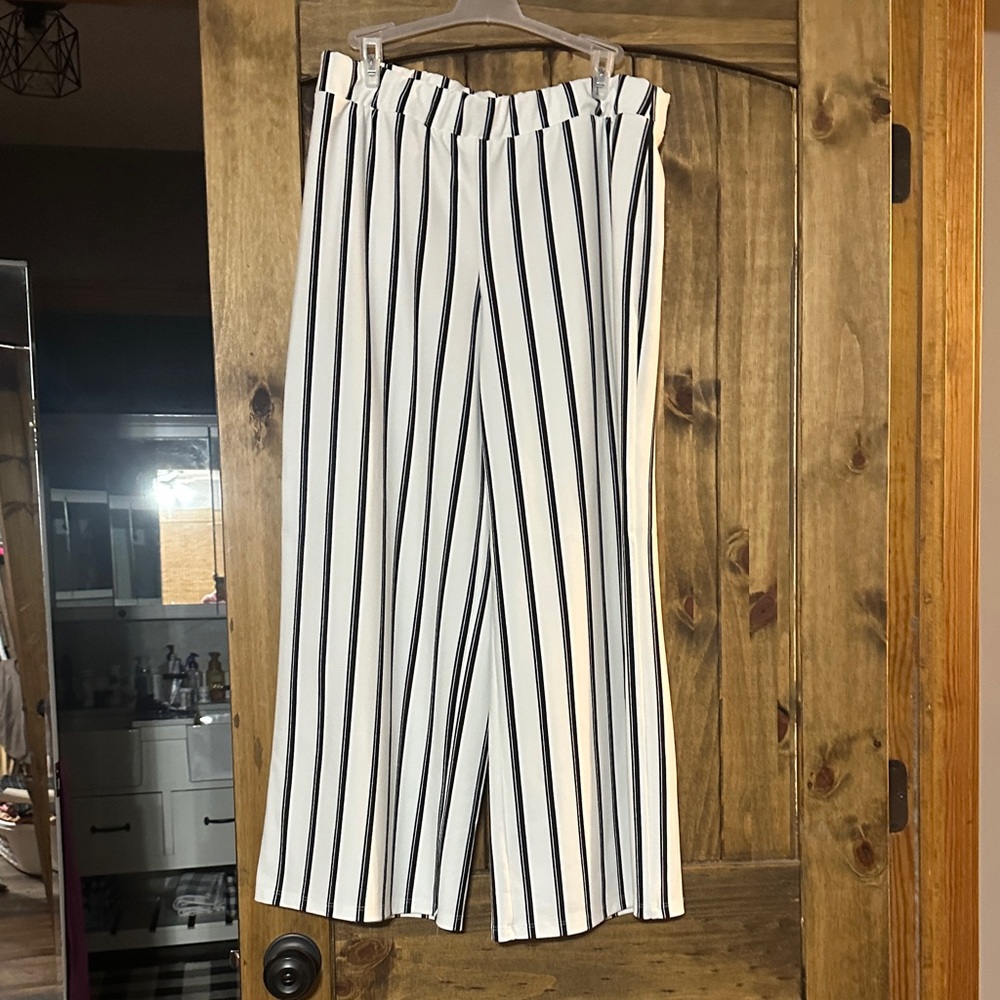 Cato Black and White Striped Pants